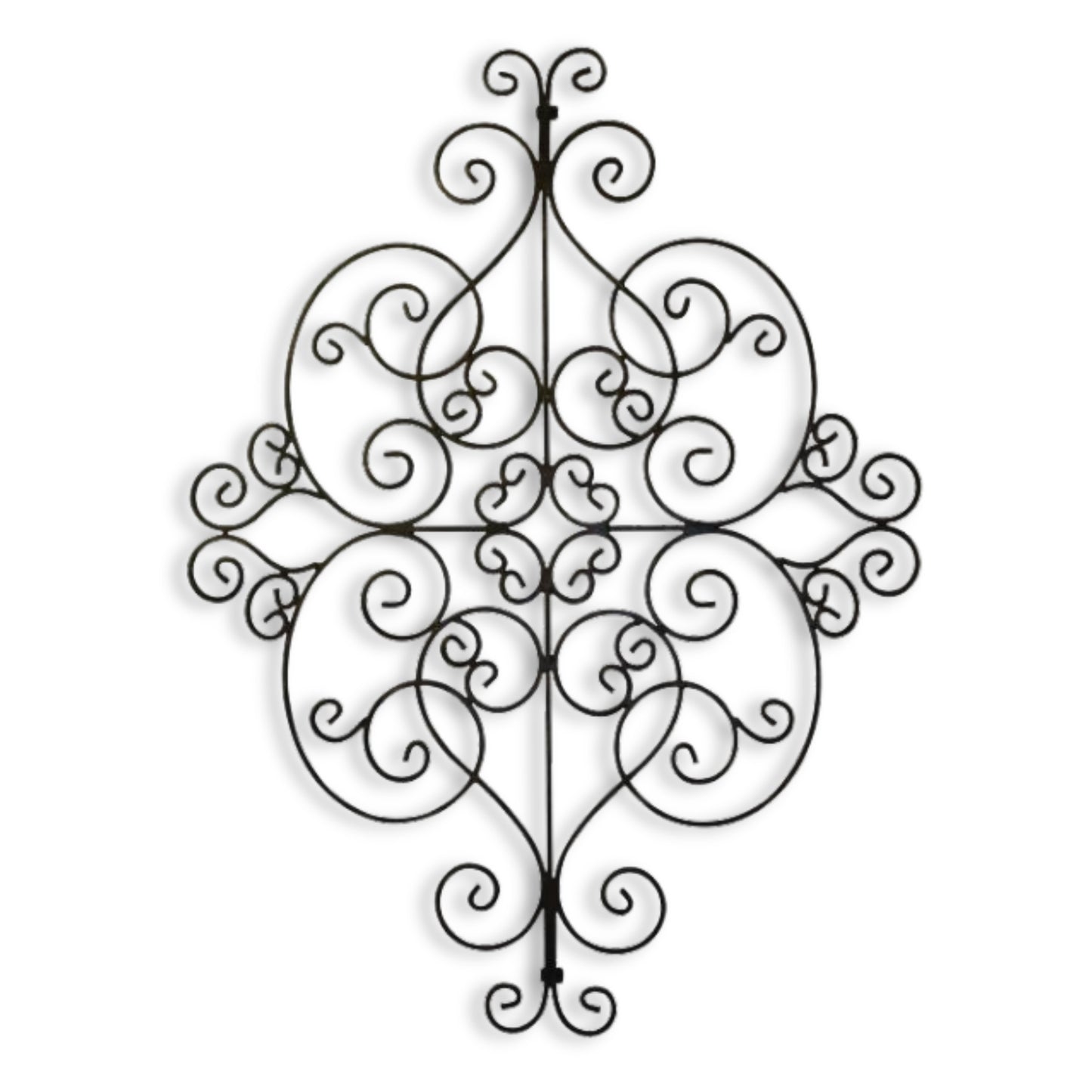 Oversized Iron Scroll Wall Grille - Brown Taupe Large Metal Wall Decor (53.5")