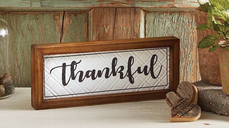 Thankful Wood Framed Enamel Plaque Wall Decor | INSIDE OUT | Shop Home Decor at InsideOutCatalog.com