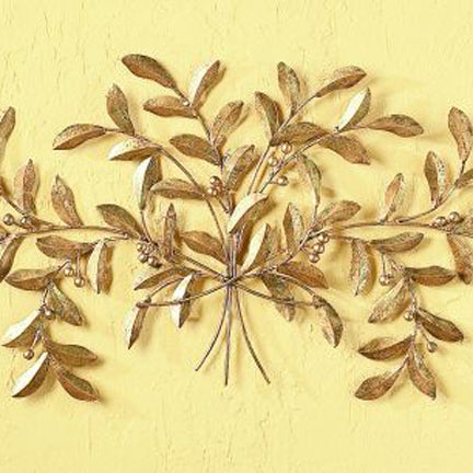 Large Italian Gold Iron and Tole Wall Decor - Olive Leaf Iron Wall Grille | INSIDE OUT | InsideOutCatalog.com