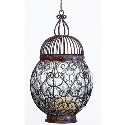 Steel Finish Bubble Shape Blown Glass Candle Lantern | INSIDE OUT | InsideOutCatalog.com