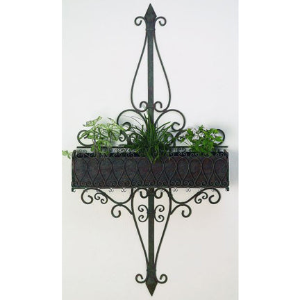 Large Iron Ribbon Wall Planter with Removable Liner | Green-Brown Iron Planter (77"H) | INSIDE OUT | InsideOutCatalog.com