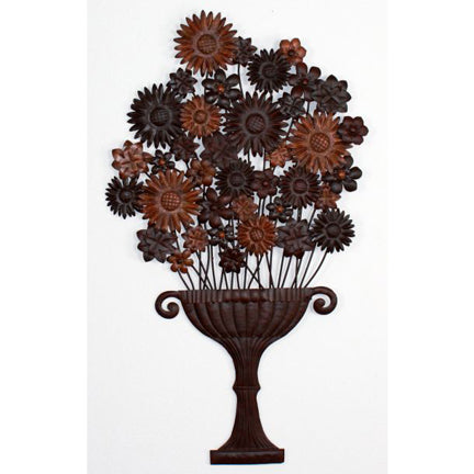 Flower Urn Large Iron Wall Decor with Iron Flower Arrangement (38.25"H) | INSIDE OUT | InsideOutCatalog.com