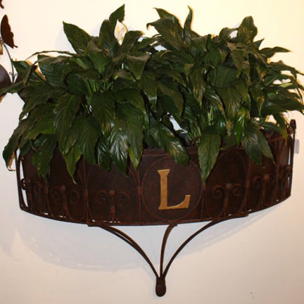 Iron Monogram Wall Planter - Personalized Home Entry Decor | Shown with monogram L | INSIDE OUT | InsideOutCatalog.com