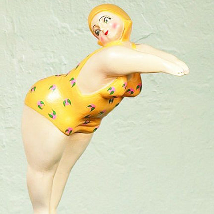 Diving Girl Resin Statue - Whimsical Statuary - Diver in Yellow Swimsuit | INSIDE OUT | InsideOutCatalog.com