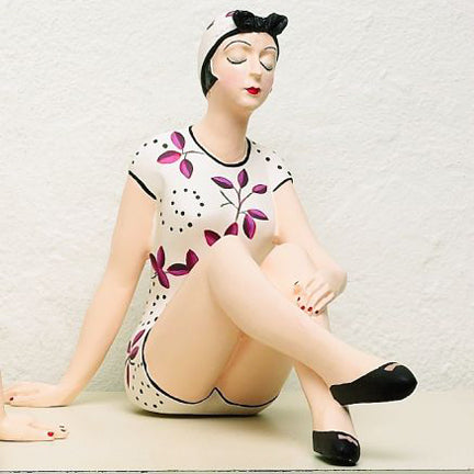 Collectible Bathing Beauty Tropical Beach Girl Figurine Lounging with Knees Up | INSIDE OUT | InsideOutCatalog.com