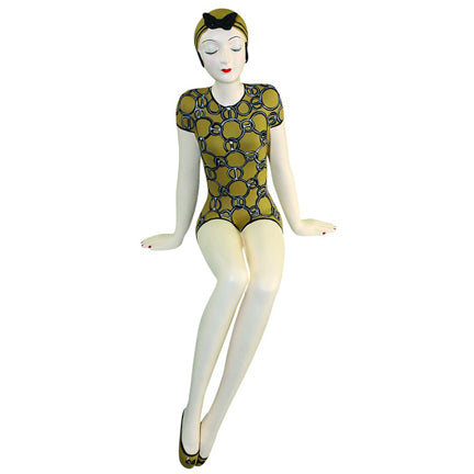 Shelf Sitter Bathing Beauty Figurine - Bronze and Black Chain Accent Suit | Collectible Bathing Beauty Figurines | Shelf Sitting Statue | INSIDE OUT | InsideOutCatalog.com