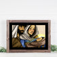 Baby Jesus, Mary, and Joseph Original Art - Inspirational Art Print shown in rustic wood frame with black mat board | Reads in white text... Unto us a Child was born | art by Megan, Barby Ink | Barby Designs | INSIDE OUT