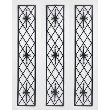 Black Diamond Design Iron Wall Grille - Hang Vertical or Horizontal | Black Iron Wall Decor shown as trio | Nearly 5 feet tall | INSIDE OUT | InsideOutCatalog.com