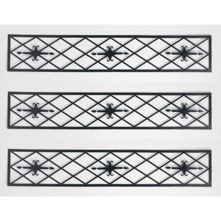 Black Diamond Design Iron Wall Grille - Hang Vertical or Horizontal | Black Iron Wall Decor shown as trio | Nearly 5 feet tall | INSIDE OUT | InsideOutCatalog.com