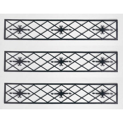 Black Diamond Design Iron Wall Grille - Hang Vertical or Horizontal | Black Iron Wall Decor shown as trio | Nearly 5 feet tall | INSIDE OUT | InsideOutCatalog.com