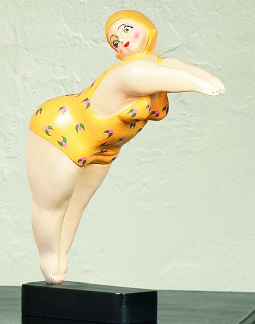 Diving Girl Resin Statue - Whimsical Statuary - Diver in Yellow Swimsuit | INSIDE OUT | InsideOutCatalog.com