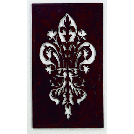 Iron Wall Decor with Fleur de Lis Cut Out - Faux Brown Metal Wall Art | INSIDE OUT | InsideOutCatalog.com