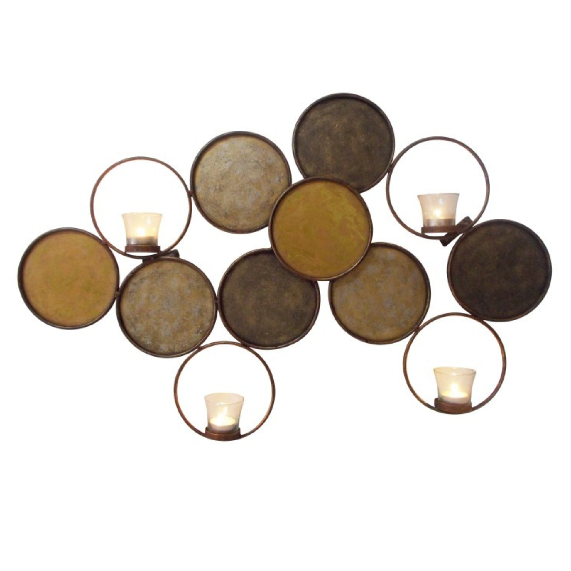 Gold Circle Wall Decor - Four Votive Candle Holder Wall Accent (31"W) | InsideOutCatalog.com