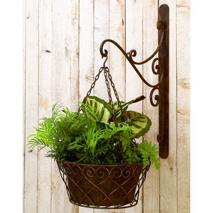 Hanging Planter with Removable Tole Liner and Matching Iron Wall Bracket | INSIDE OUT | InsideOutCatalog.com