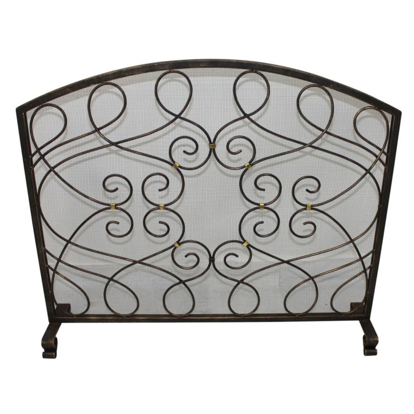 Iron Loop Design Fireplace Screen with Arched Top - Single Panel Fire Screen | InsideOutCatalog.com