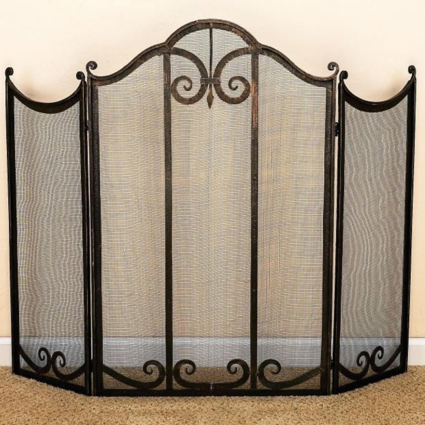 Iron Scroll and Mesh Fire Screen - Fire Hearth Screen | INSIDE OUT | InsideOutCatalog.com