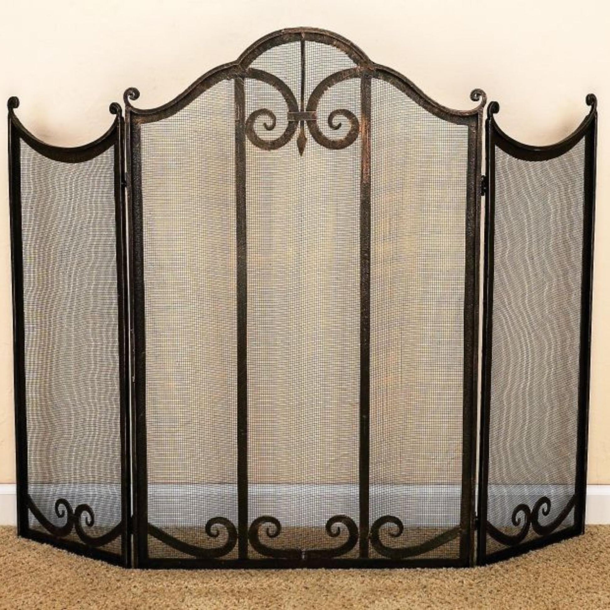 Iron Scroll and Mesh Fire Screen - Fire Hearth Screen | INSIDE OUT | InsideOutCatalog.com