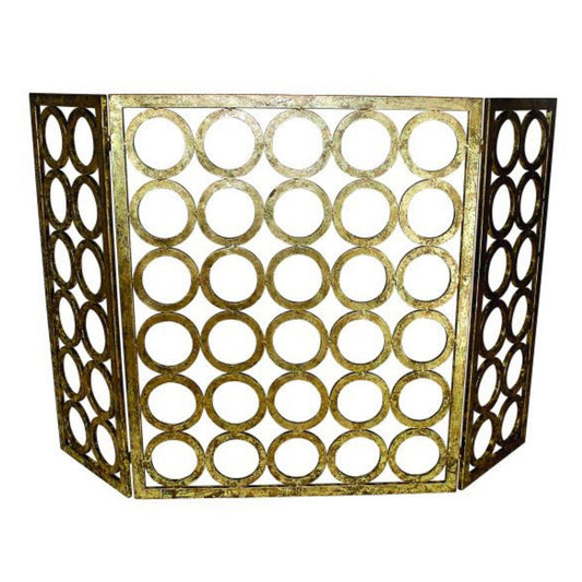 Three Panel Circle Design Decorative Fire Screen in Italian Gold | InsideOutCatalog.com