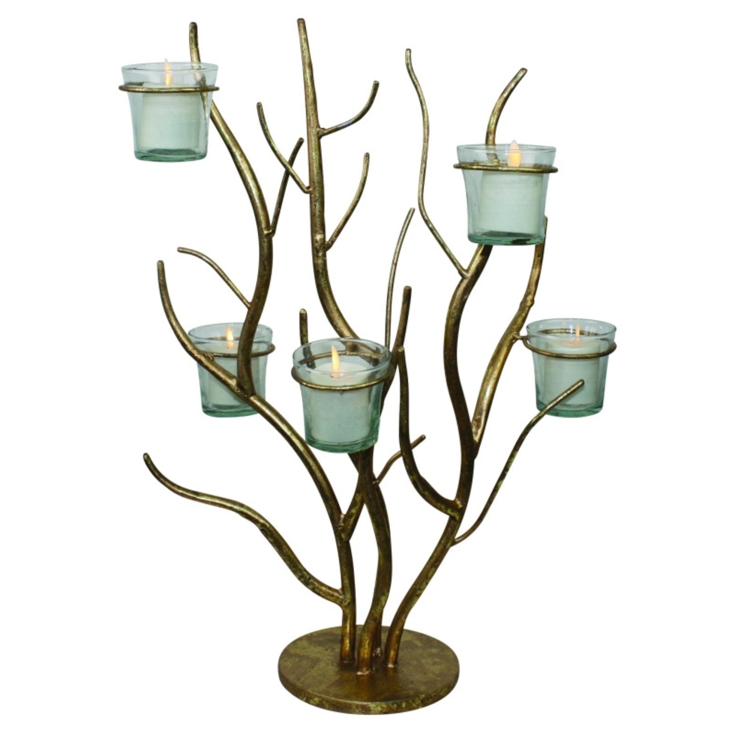 Tabletop Votive Candle Holder - Italian Gold Twig Design Votive Holder (17.75"H) | INSIDE OUT | InsideOutCatalog.com