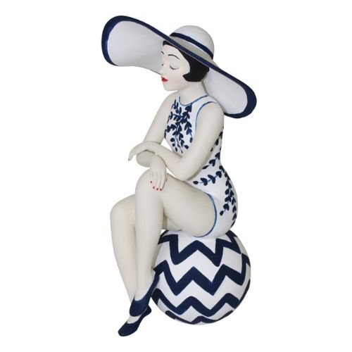 At the Beach Bathing Beauty Figurine White Navy Swimsuit, INSIDE OUT –  INSIDE OUT