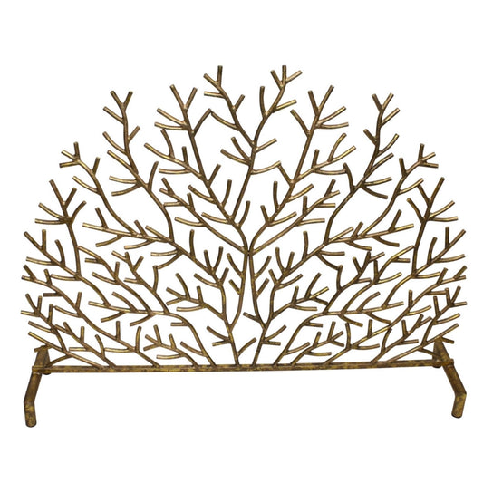 Seaside Coral Decorative Iron Fire Screen in Italian Gold | InsideOutCatalog.com