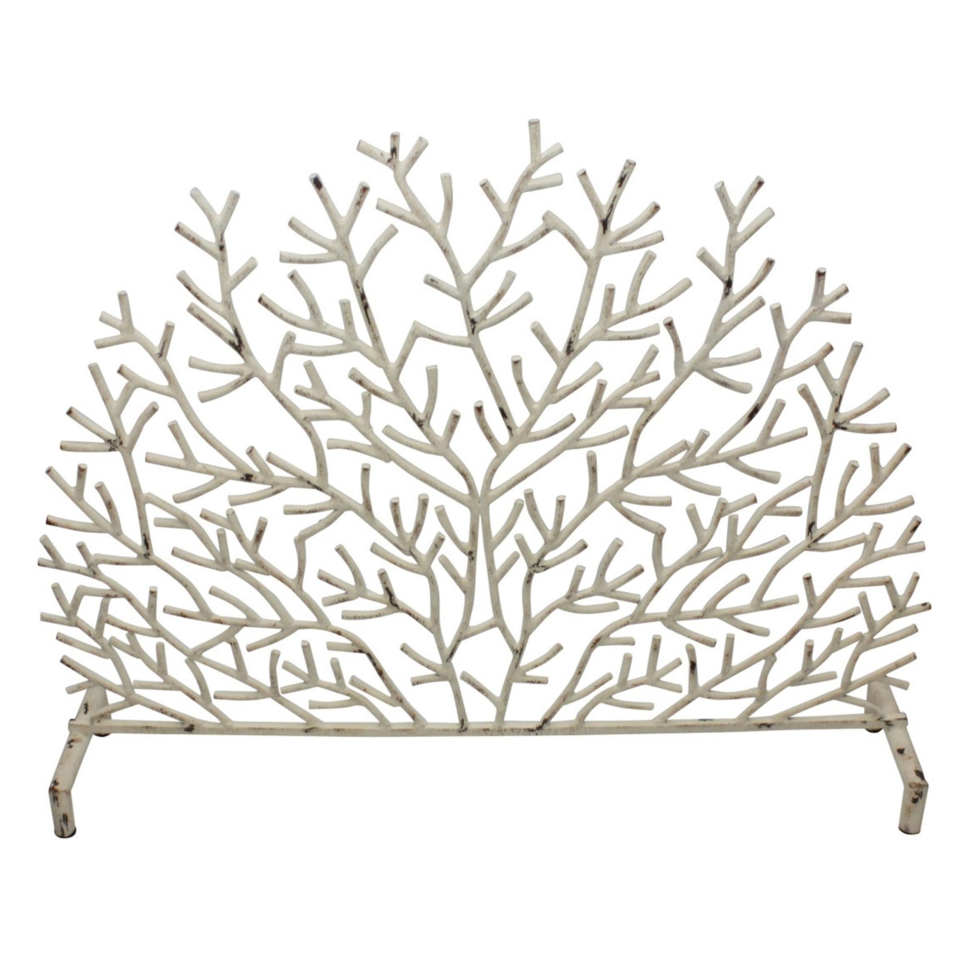 Seaside Coral Decorative Iron Fire Screen in Old World Antique Finish | InsideOutCatalog.com
