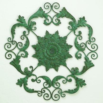 Wall Grille with Floret Center - Distressed Blue - Available in Two Sizes (37" and 50") | Estate Living | High-end Home Decor | INSIDE OUT | InsideOutCatalog.com