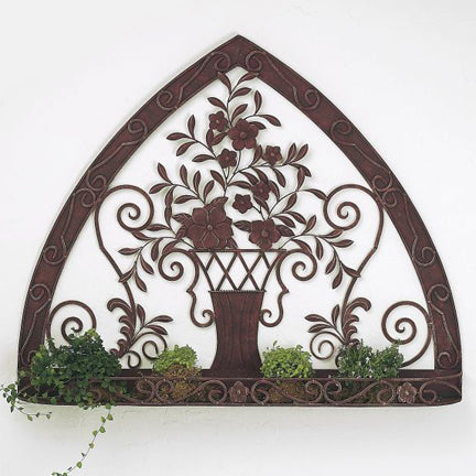 gothic hanging planter Large Iron Gothic Shape Wall Planter Urn and Leaf Accents | INSIDE OUT – INSIDE OUT