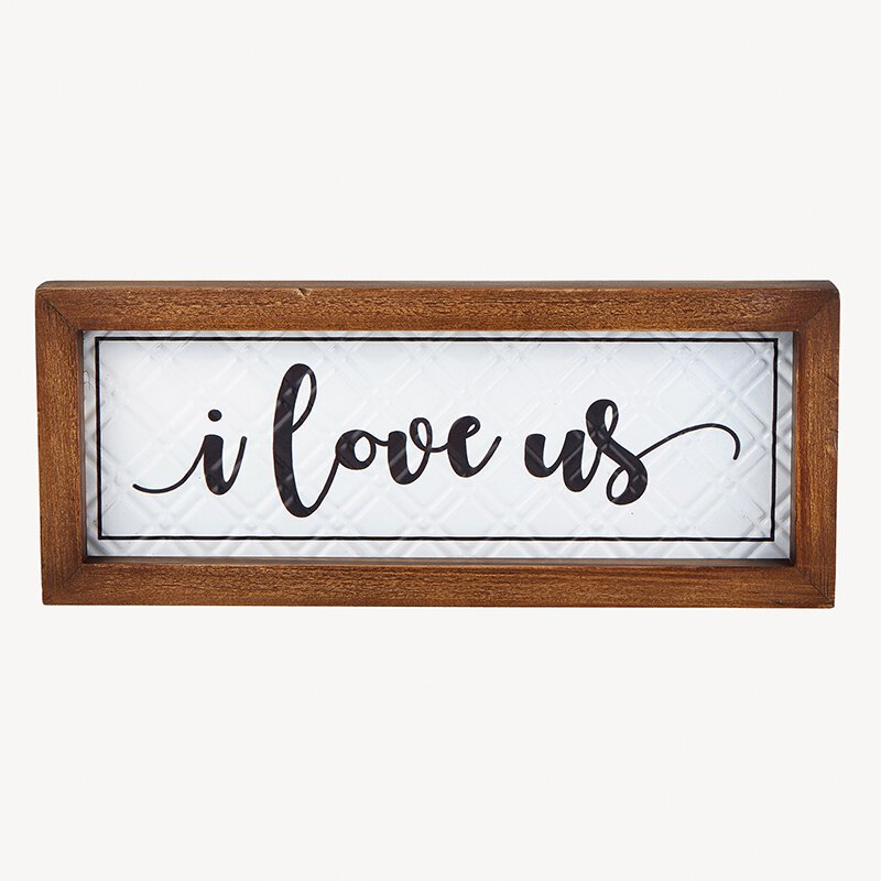 I Love Us Wood Framed Enamel Plaque Wall Decor | INSIDE OUT | InsideOutCatalog.com