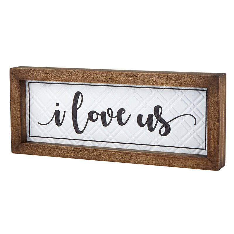 I Love Us Wood Framed Enamel Plaque Wall Decor | INSIDE OUT | InsideOutCatalog.com