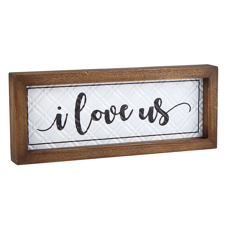 I Love Us Wood Framed Enamel Plaque Wall Decor | INSIDE OUT | InsideOutCatalog.com