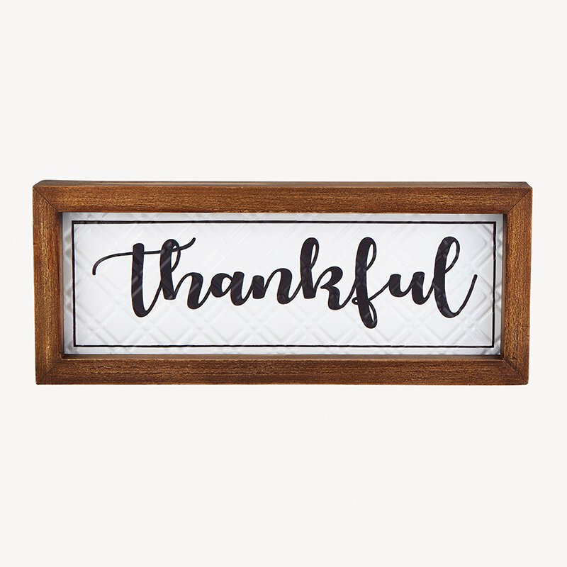 Thankful Wood Framed Enamel Plaque Wall Decor | INSIDE OUT
