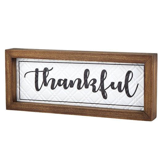 Thankful Wood Framed Enamel Plaque Wall Decor | INSIDE OUT