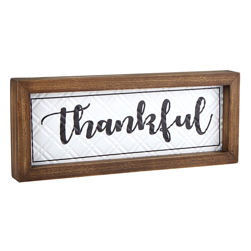 Thankful Wood Framed Enamel Plaque Wall Decor | INSIDE OUT