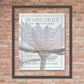 Amazing Grace Song Lyric Wall Art - Inspirational Christian Wall Poster (16x20) shown framed hung on brick wall | InsideOutCatalog.com