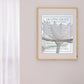 Amazing Grace Song Lyric Wall Art - Inspirational Christian Wall Poster (16x20) shown framed on wall near sheer curtains | InsideOutCatalog.com