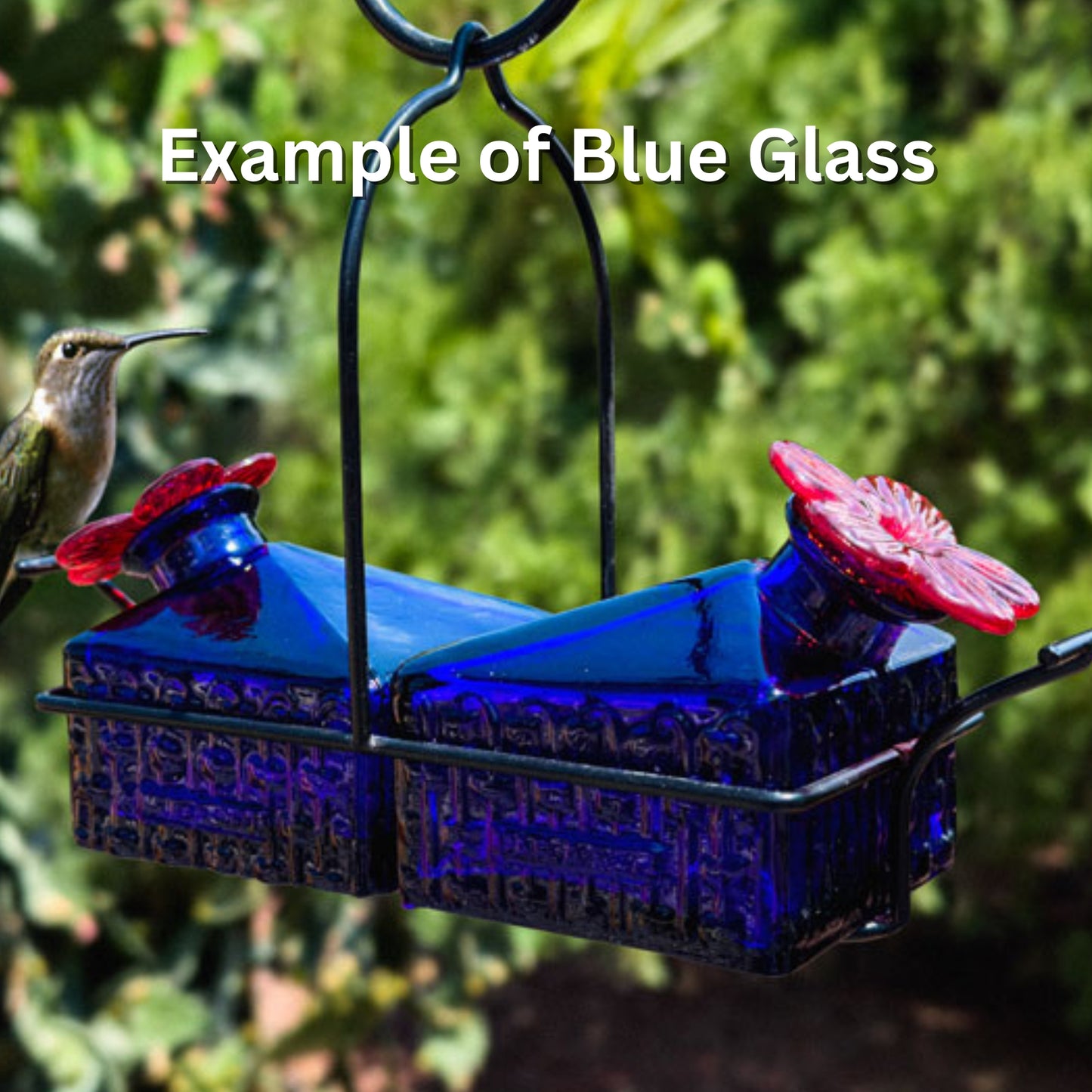 Blue glass hummingbird feeder | INSIDE OUT | InsideOutCatalog.com