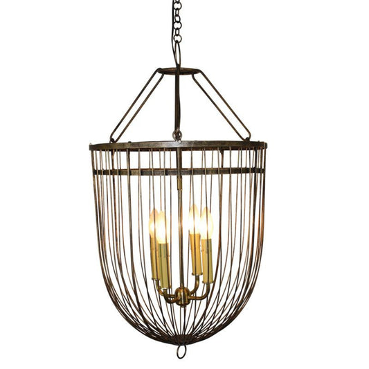 Four Light Birdcage Design Iron & Tole Chandelier in Burnished Gold (30"H) | INSIDE OUT - InsideOutCatalog.com