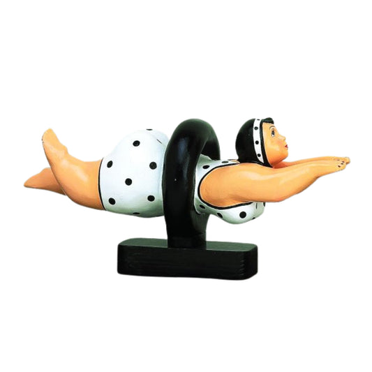 Diving Girl Resin Statue - Whimsical Statuary - Diver in Black and White Polka Dot Swimsuit | INSIDE OUT - InsideOutCatalog.com