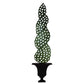 Decorative metal sculpture of a coniferous tree in a pot on a white background | Estate Quality Wall Decor - Decorative tole topiary tree in urn | INSIDE OUT - InsideOutCatalog.com