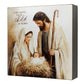 Baby Jesus, Mary, & Joseph Wood Block Art - FOR UNTO US A child IS BORN - Holy Family Artwork | InsideOutCatalog.com