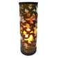 Acanthus Leaf Design Iron Hurricanes - Medium Dark Gold Acanthus Leaf Iron & Glass Candle Holders - 3 Sizes to Choose From - Large Iron Candle Holder Shown | INSIDE OUT | InsideOutCatalog.com
