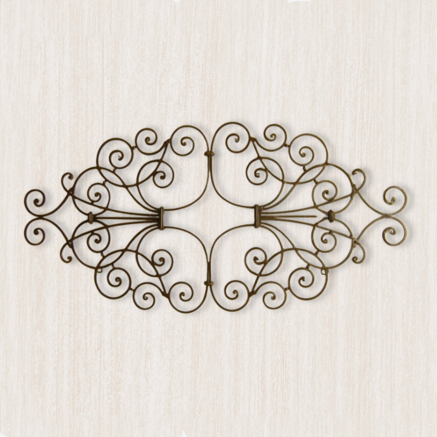 Metal Scroll Wall Grille - Iron Wall Art - Wall Decor Shown Hung Horizontally on Beige Wall (41.75") | INSIDE OUT - InsideOutCatalog.com