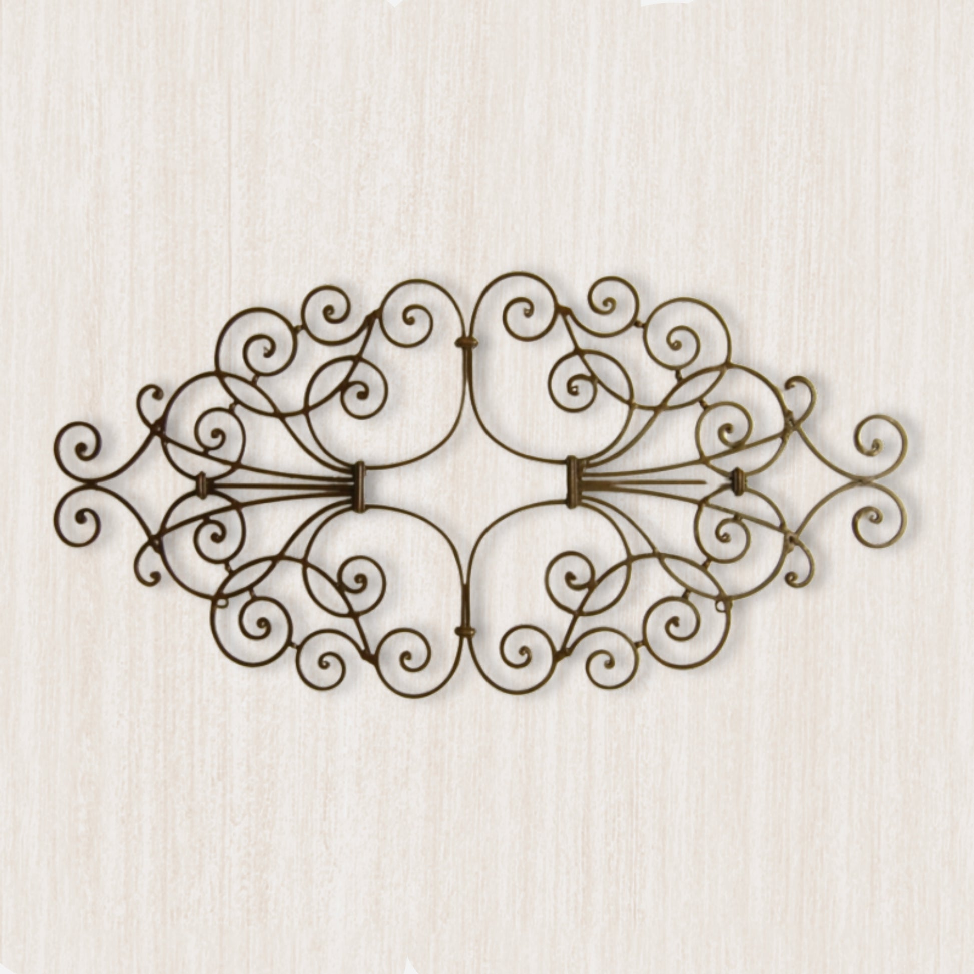 Metal Scroll Wall Grille - Iron Wall Art - Wall Decor Shown Hung Horizontally on Beige Wall (41.75") | INSIDE OUT - InsideOutCatalog.com