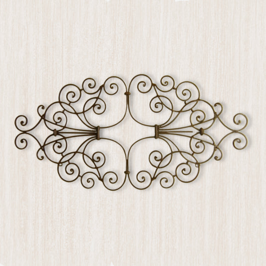 Metal Scroll Wall Grille - Iron Wall Art - Wall Decor Shown Hung Horizontally on Beige Wall (41.75") | INSIDE OUT - InsideOutCatalog.com