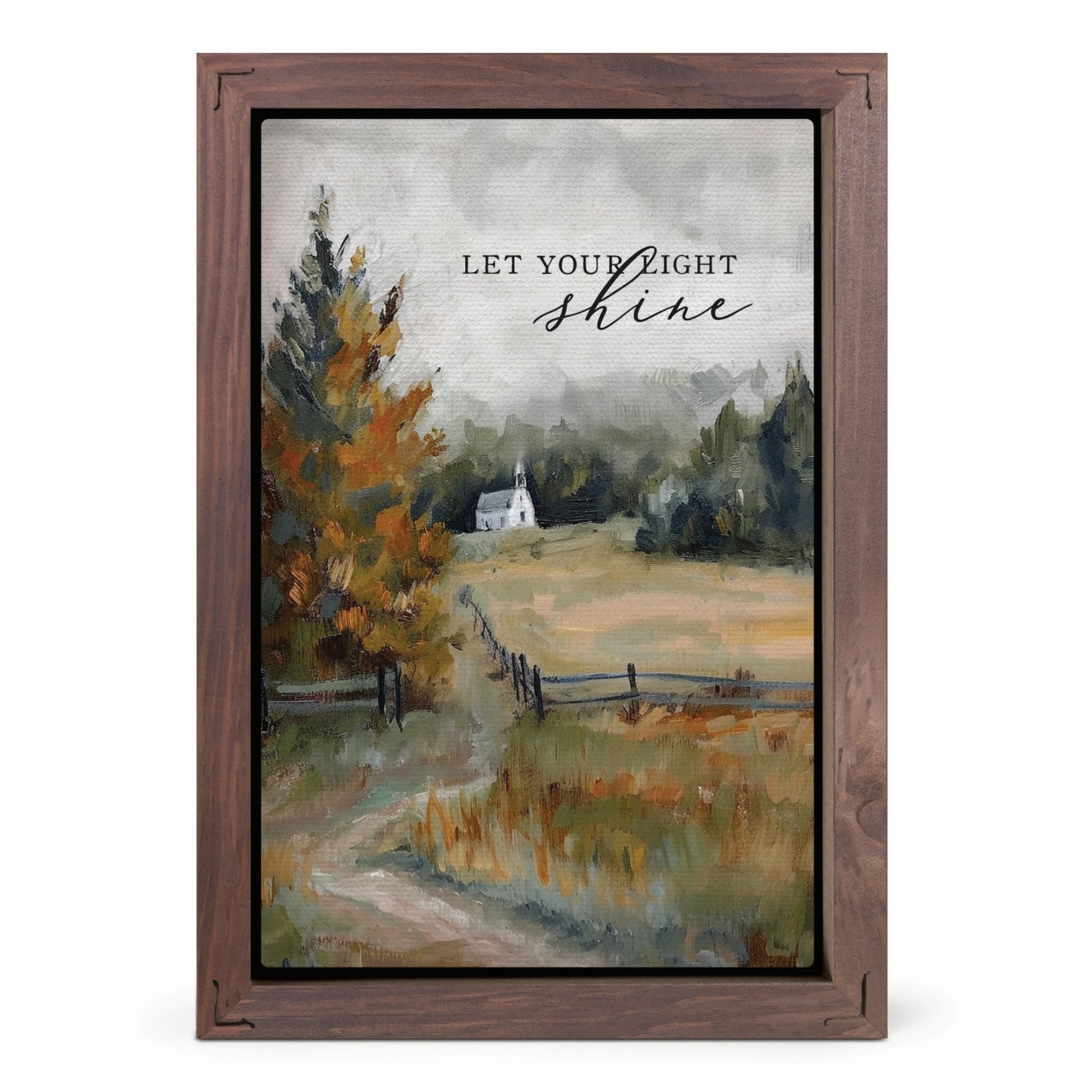 Old Country Church Small Framed Art - Let Your Light Shine Inspirational Home Accent | InsideOutCatalog.com