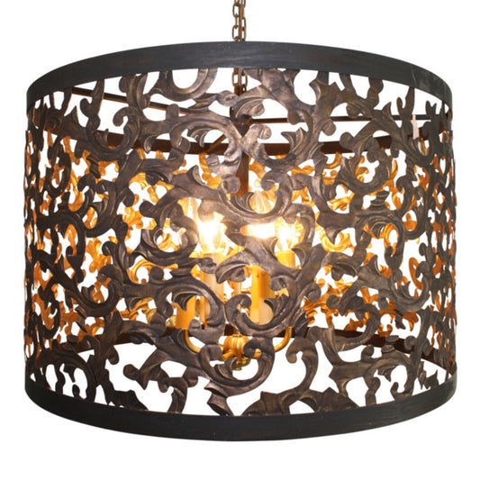 Medium Dark Gold Acanthus Leaf Iron Cut-Out Six Light Chandelier - Tole & Iron Chandelier | Chandelier for entryway, dining room, bedroom, master bathroom, kitchen, walk-in closet | INSIDE OUT | InsideOutCatalog.com