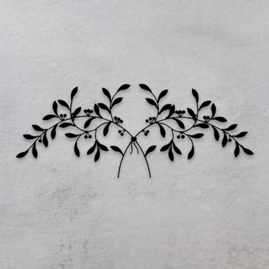 Olive Leaf Iron Wall Grille - Black Metal Wall Decor on textured grey wall | INSIDE OUT | InsideOutCatalog.com