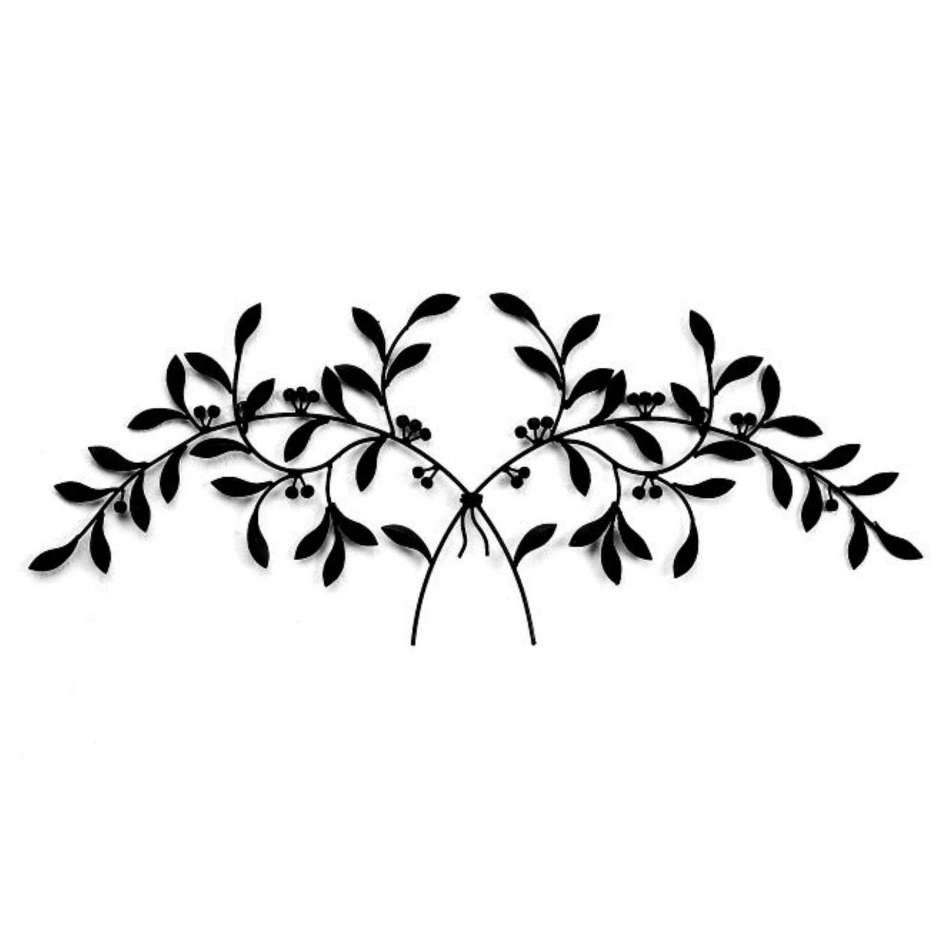 Olive Leaf Iron Wall Grille - Black Metal Wall Decor on white background | INSIDE OUT | InsideOutCatalog.com