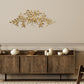 Large Italian Gold Iron and Tole Wall Decor - Olive Leaf Iron Wall Grille above a wooden sideboard in a room | InsideOutCatalog.com